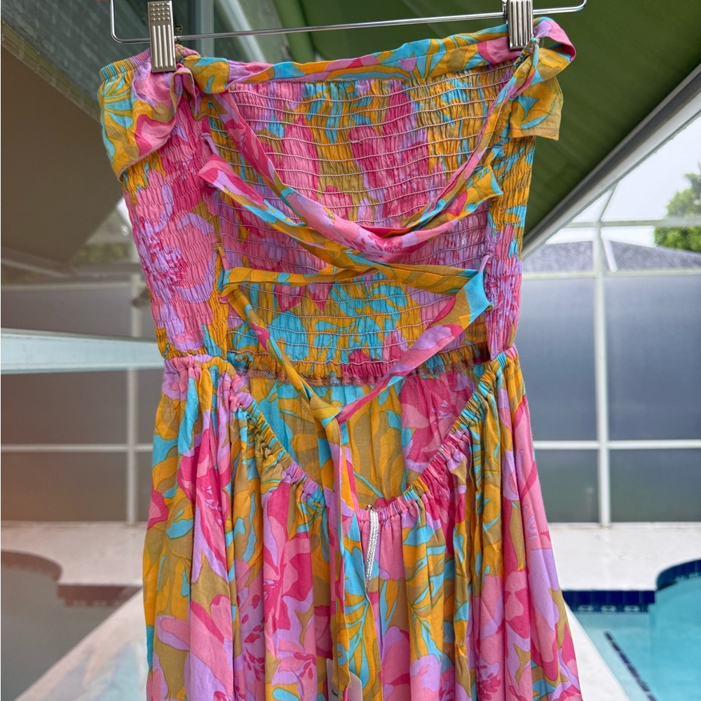 Tiare Hawaii Strapless Dress in Pink and Yellow Floral - Picture 6 of 6